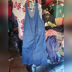 Rare vintage 90s jumper overall denim dress 22w
